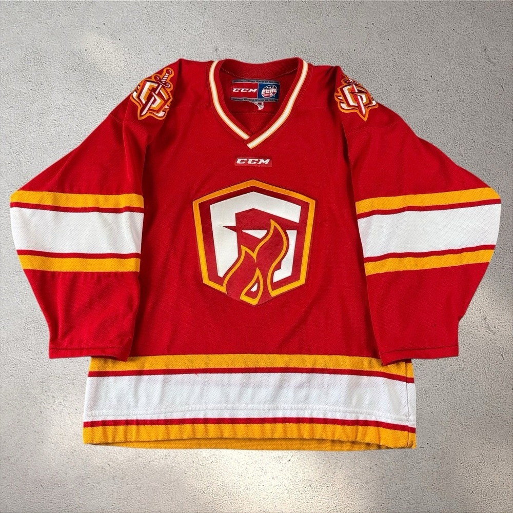 Gwinnett Gladiators Atlanta Flames CCM Medium Red Yellow Hockey Jersey ECHL